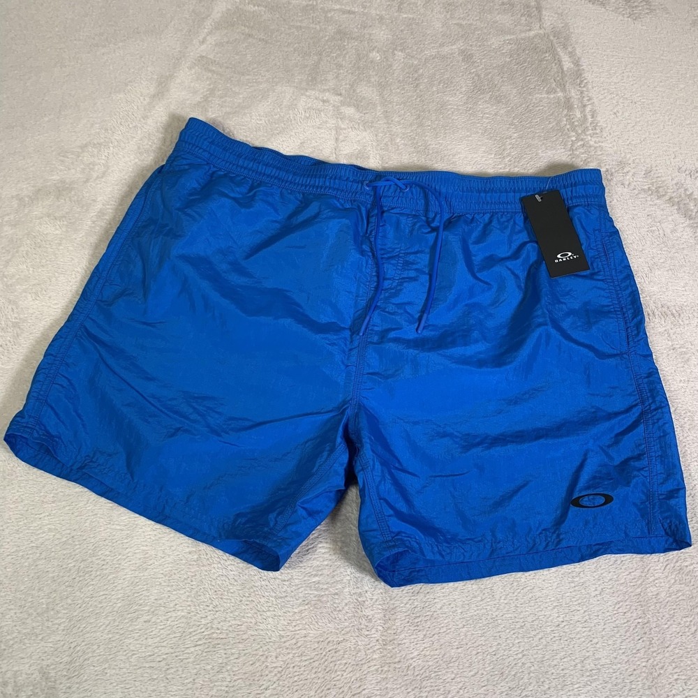 Oakley Shorts Mens 2XL Blue 16" Solid Boardshort Swim Trunks Mesh Lined NEW